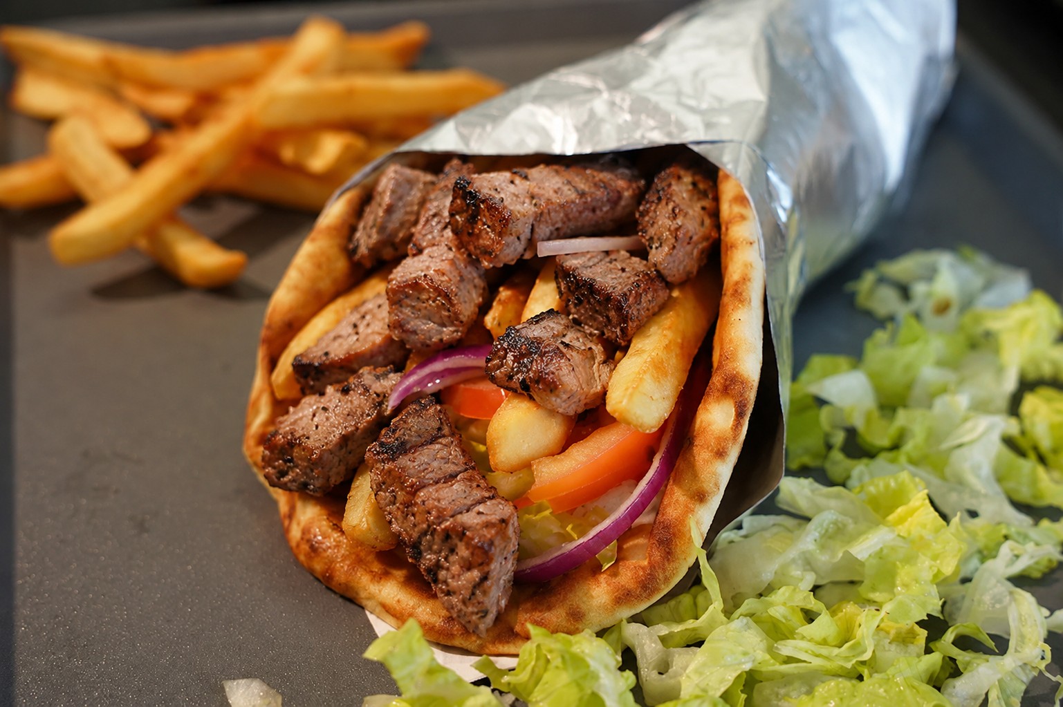 Pork Pita Wrap at The Greek Grill in Sherwood Park, AB